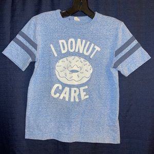 Novelty print T-shirt I donut care blue size m